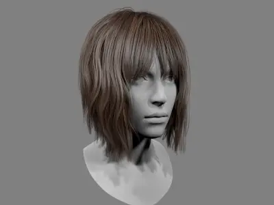 Realtime Medium Length Hairstyle 3D model
