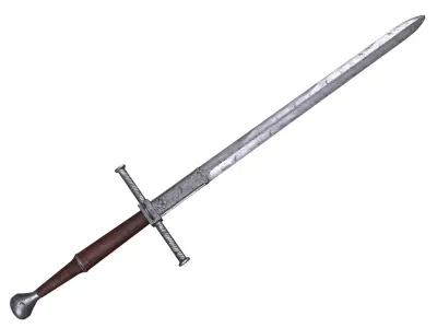 Medieval sword Low-poly 3D model 15
