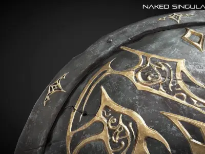 Royal Round Shield - Medieval dark fantasy weapon Low-poly 3D model
