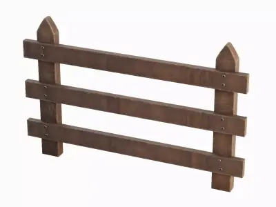 Rustic Wooden Fence 01 Low-poly 3D model