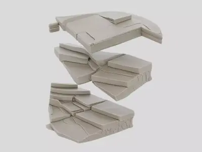 Ancient Stone Stair Ruins for 3D print Low-poly 3D model