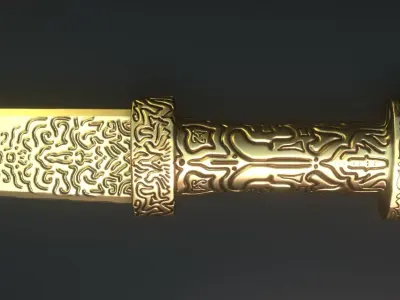 Low Poly Golden Dagger Low-poly 3D model