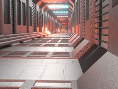 Sci-Fi Passageway for Games or Animation Low-poly 3D model