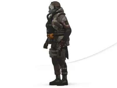 Advanced Fighter Pilot 3D Model Rigged Game Ready  Low-poly 3D model