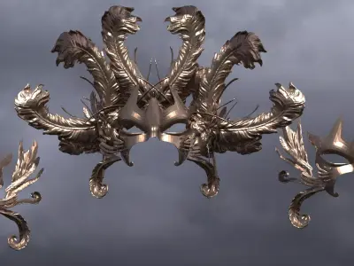 Baroque Mask and Shield Collection 3  3D model