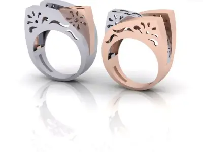 2 part fusion gold ring  3D print model