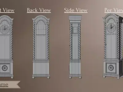 Tall Clock - Antique Tall Clock 3D Lowpoly model Low-poly 3D model