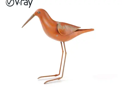 Rustic Metal Bird Sculpture Model Pack Low-poly 3D model