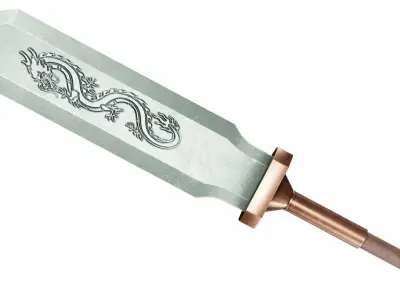 Spear with straight tip Low-poly 3D model