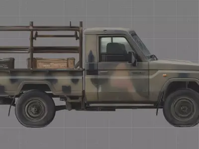 Combat Technical Pickup Truck - Military Game Ready  Low-poly 3D model