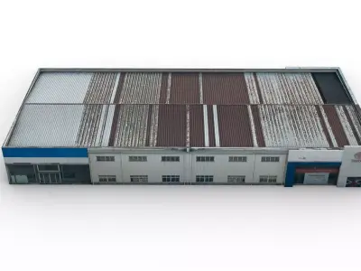 Automobile dealership building Low-poly 3D model