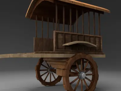 Medieval Wooden Horse Cart 3D model