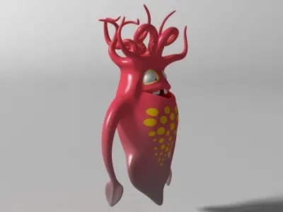 Cartoon Squid Monster RIGGED  Low-poly 3D model