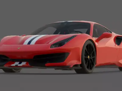 2019 Ferrari 488 Pista 3D Model  Track-Focused Perfection 3D model