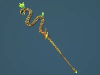 Snake staff Low-poly 3D model purchase