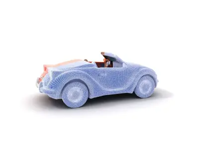 Vintage Orange Convertible model pack Low-poly 3D model