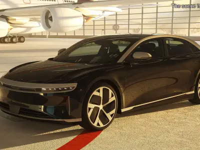 Lucid Air Electric Luxury Sedan Black Rigged for Cinema 4D 3D model
