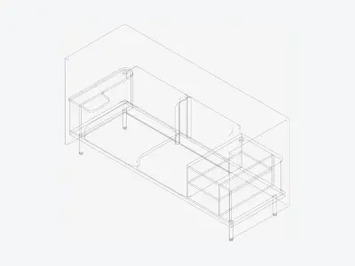 Sofa - Contemporary - Flame - Corner Shelf - Right Work Shelf Low-poly 3D model