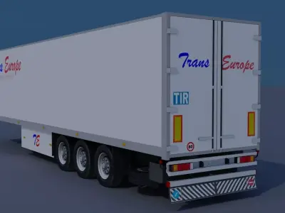 Trailer-refrigerator semi truck Low-poly 3D model