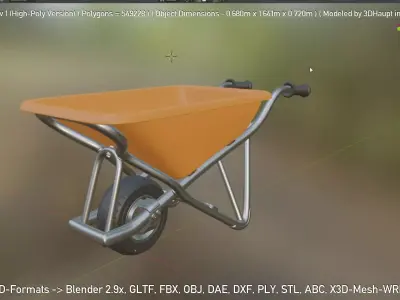 Wheelbarrow 1 High-Poly Version 3D model