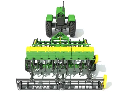 Disc Harrow with Tractor 3D model