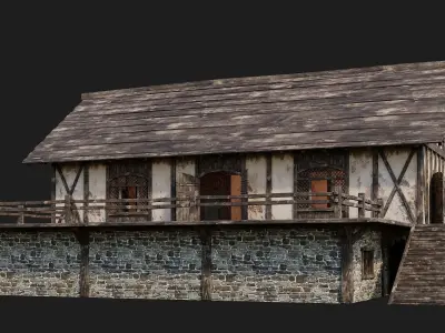Old Medieval House 4K Textures GameReady 153 Low-poly 3D model