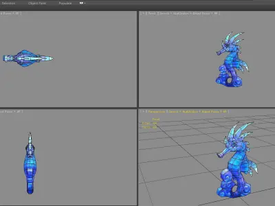 Sapphire seahorse sculpture - Jade seahorse Low-poly 3D model