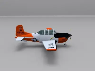 Beechcraft T-34C Mentor Low-poly 3D model