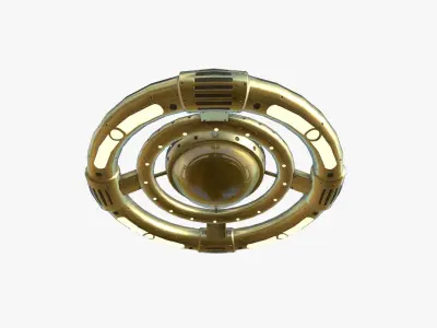 Alien Spaceship UFO E07 Gold - Sci Fi Spacecraft Design Low-poly 3D model