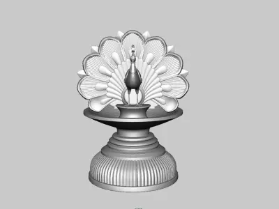 oil lamp peacock 3D model