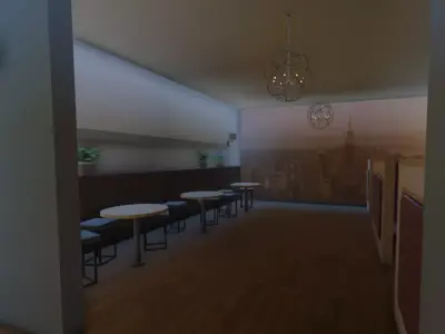 FULLY DONE Realistic Airport Lounge with Kitchen Bathroom Low-poly 3D model