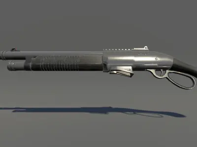 Zombie Shotgun Low-poly 3D model