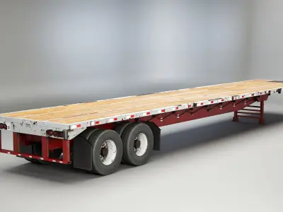 Used Flatbed Semi-Truck Trailer 3D model purchase