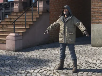  Homeless Old Man A-Pose 