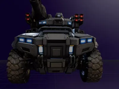 Sci Fi Armored Combat Vehicle with Heavy Laser Turret 3D print model