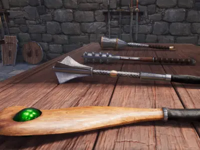 Fantasy Paladin Weapons Low-poly 3D model