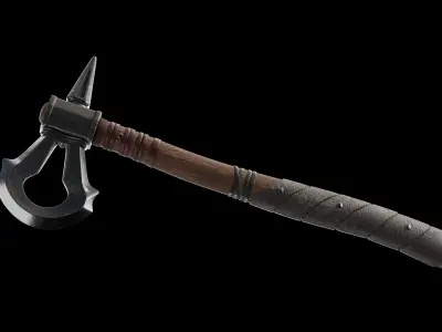 STYLIZED  BATTLE  AXE WITH LOOP BLADE  Low-poly 3D model