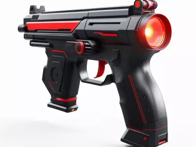Futuristic Blaster Pistol with Red Sight 3D model