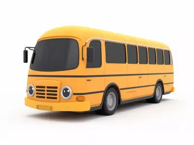 Yellow Cartoon School Bus 3D Model Low-poly 3D model purchase