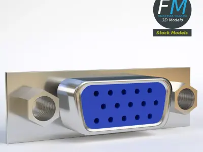 VGA female connector 2 3D model
