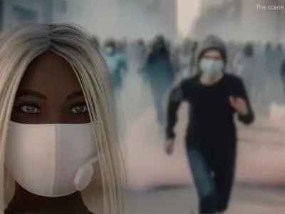 Electronic Air Purifier Mask on Female Face 3D model