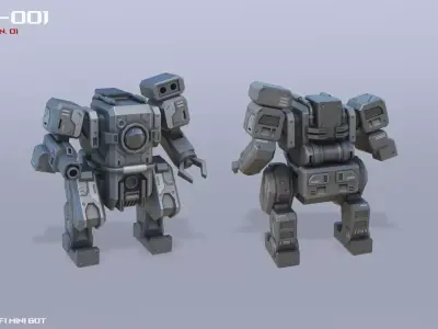 Scifi Mini bot Low-poly 3D model