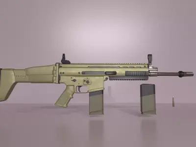 SCAR H PBR assault rifle game ready Kit Low-poly 3D model