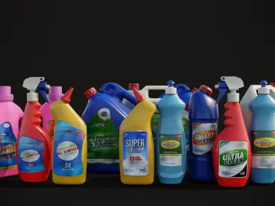 cleanning chemical bottles Low-poly 3D model