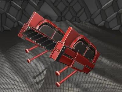 Sci-Fi Stairs - 21- Red Version Low-poly 3D model