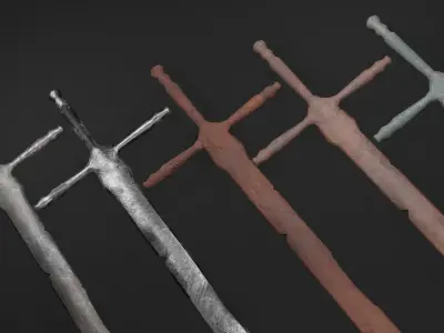 Ruined and Rusty Swords Free low-poly 3D model