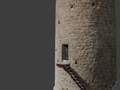 Castle Wall Tower ruins PBR Scanned Low-poly 3D model