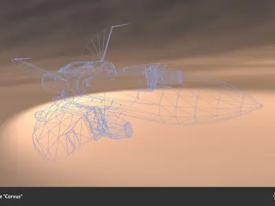 Spaceship Drone Corvus Low-poly 3D model
