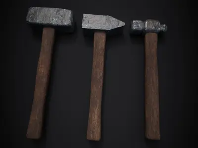 Medieval Blacksmith Hammers - 3D Model Pack Low-poly 3D model