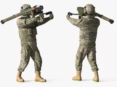 Soldier with Portable Missile System Mistral 3D model purchase